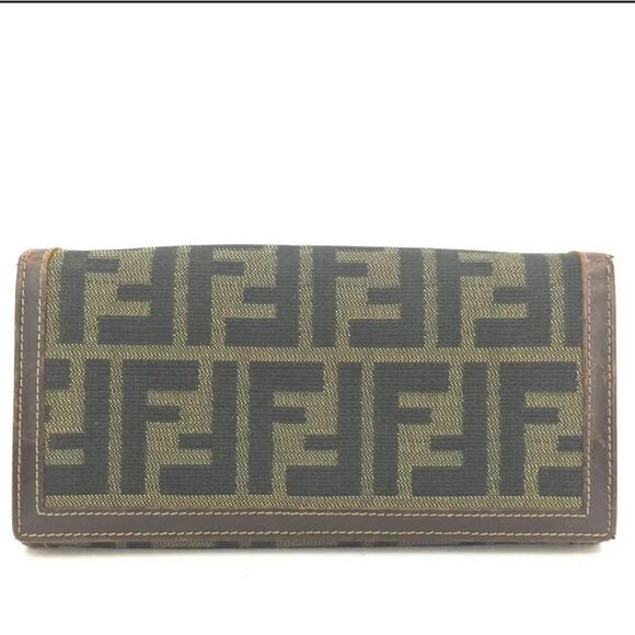 FENDI Zucca  Canvas Leather Bifold Long Wallet/1J2133 - Picture 1 of 8